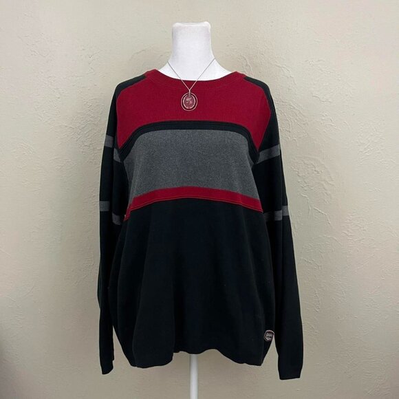 red gray and black striped y2k crewneck sweater - Picture 2 of 8